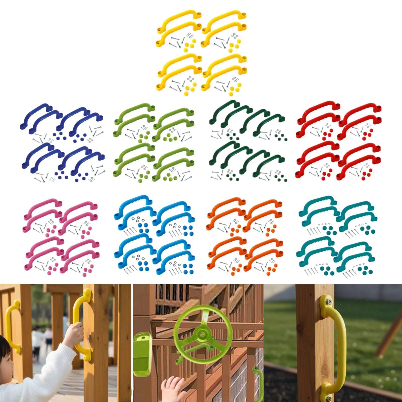 Kids Outdoor Treehouse - 8Pcs Climbing Frame Handles Easy Installation