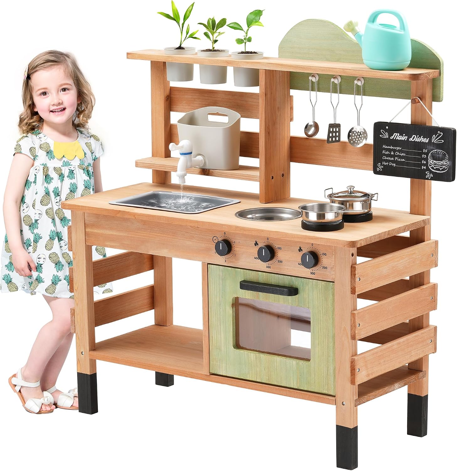 Kids Outdoor Sink - OLLIKIVI Outdoor Play Kitchen for Kids,Wooden