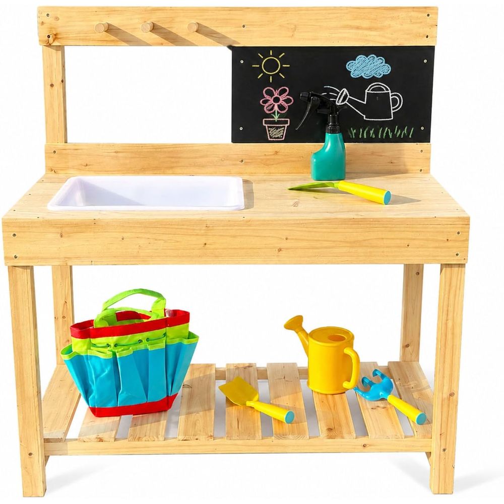 Kids Outdoor Sink - Kids Wooden Potting Bench Mud Kitchen