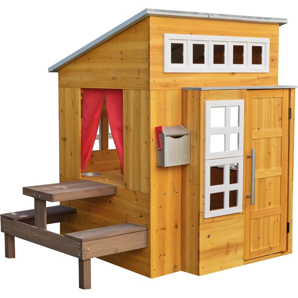 Modern Outdoor Wooden Playhous - Kids Outdoor Grill Set review and price