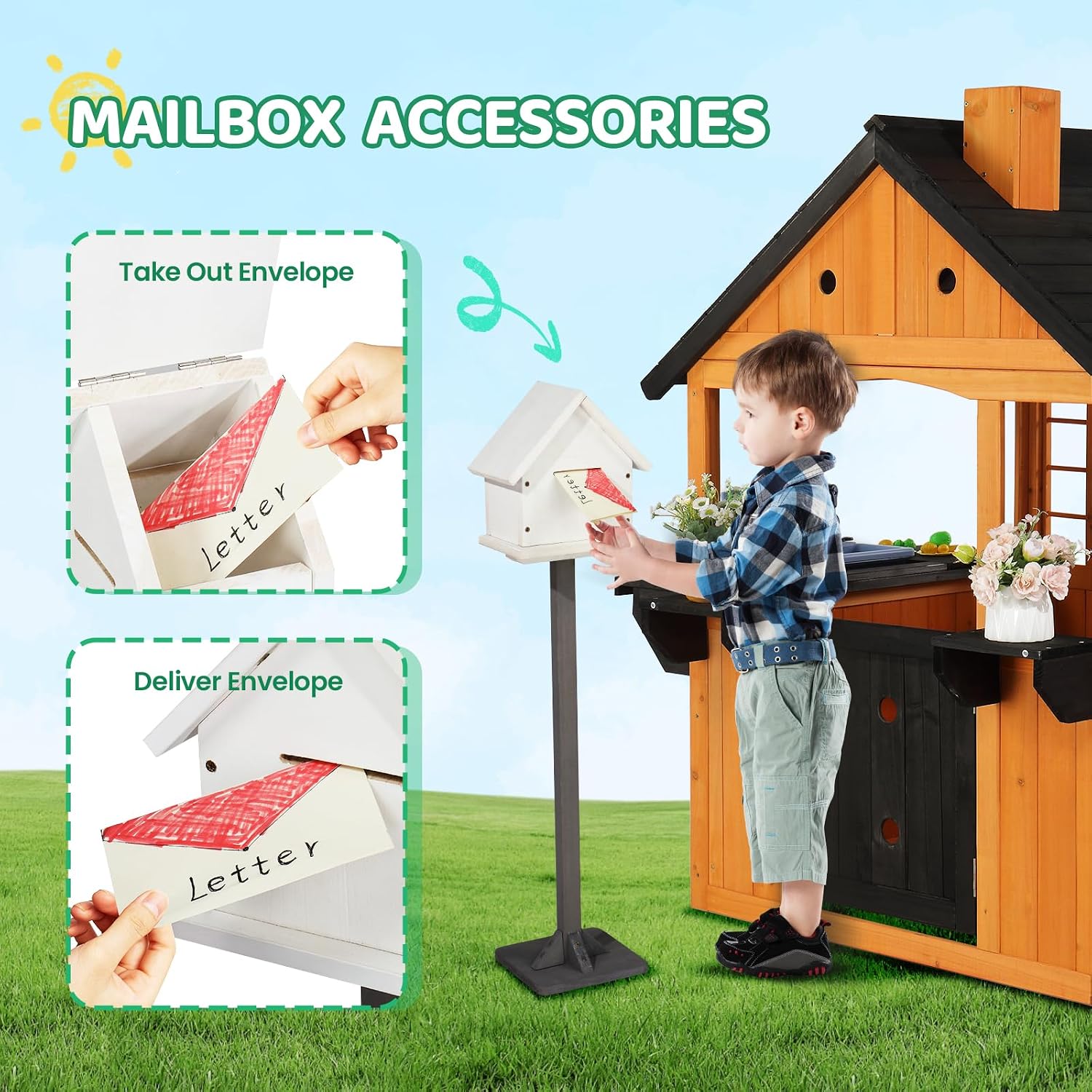Kids Wooden Playhouse for Outd - Kids Outdoor Sink review and price