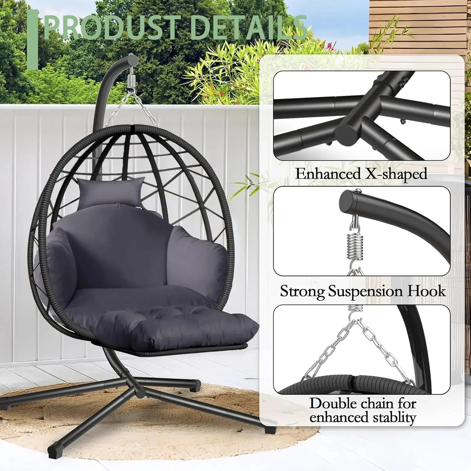 Hanging Egg Chair with Stand a - Kids Outdoor Egg Chair review and price