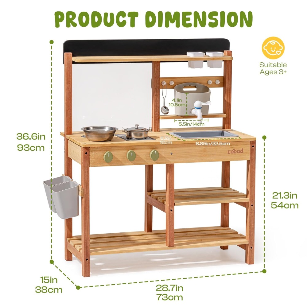 US Shipping Wooden Mud Kitchen - Kids Outdoor Sink review and price