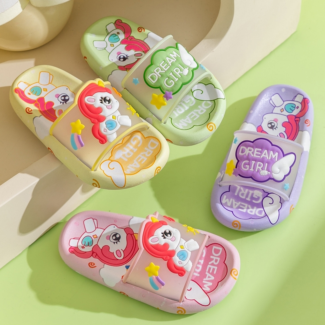 Cute Cartoon Unicorn Kids Slip - Kids Indoor Outdoor Slippers review and price