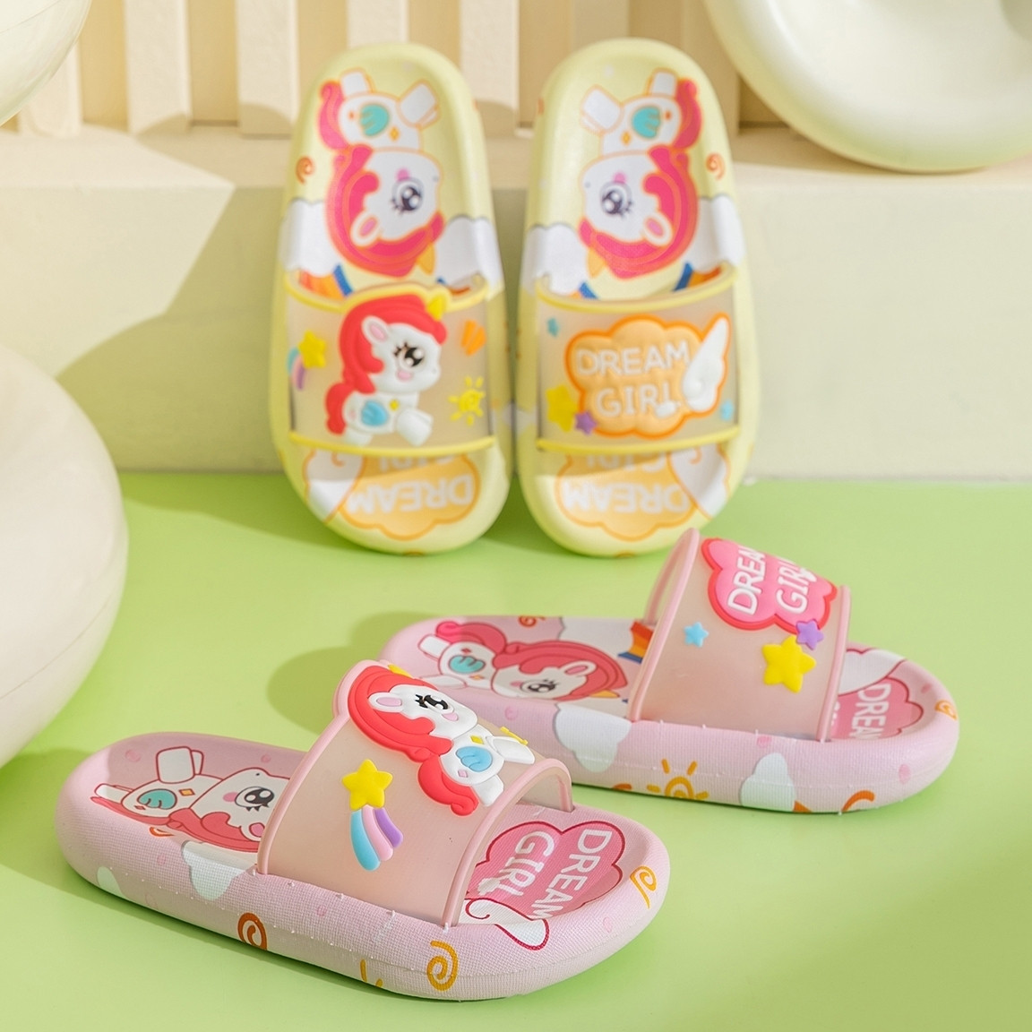 Cute Cartoon Unicorn Kids Slip - Kids Indoor Outdoor Slippers review and price