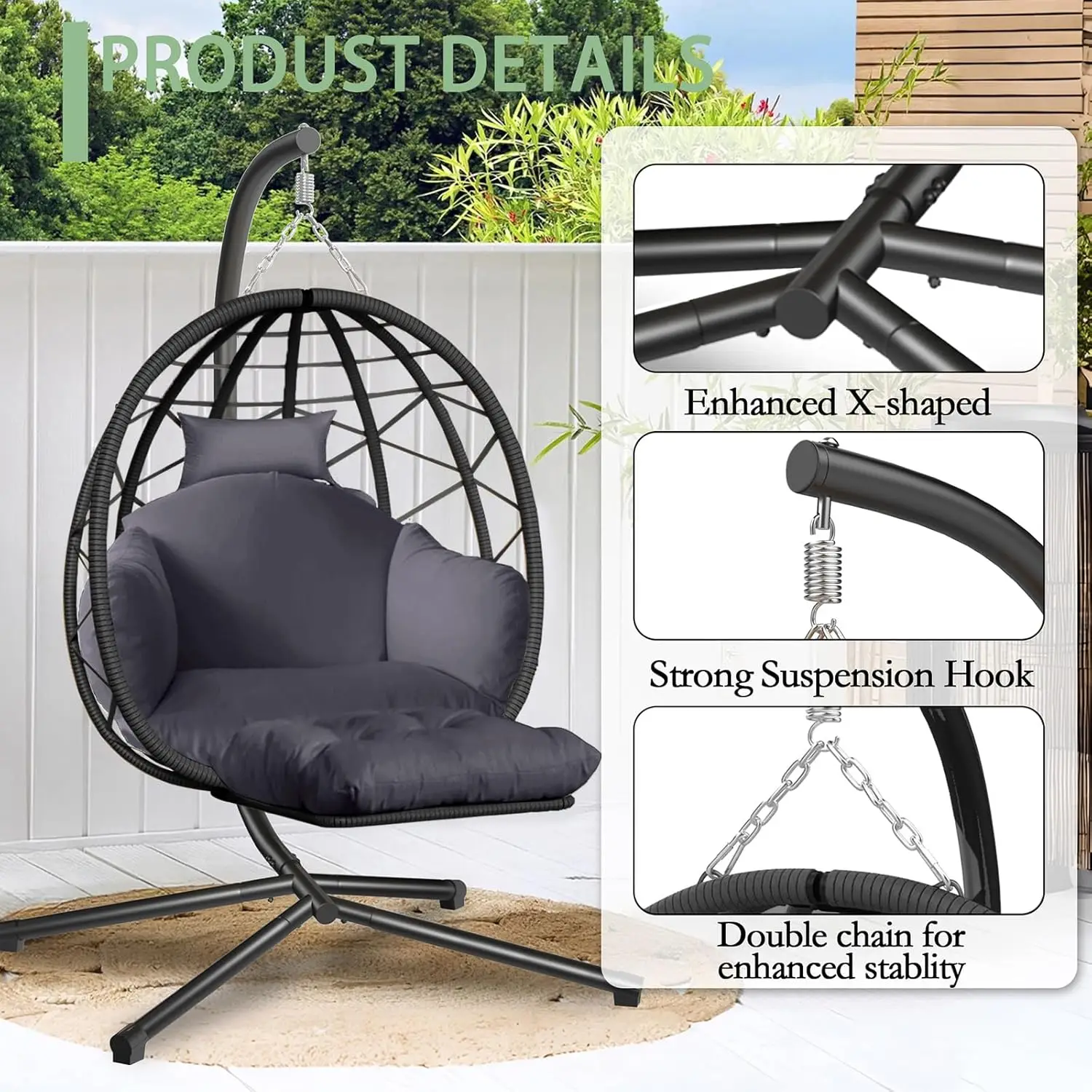 Hanging Egg Chair with Stand a - Kids Outdoor Egg Chair review and price