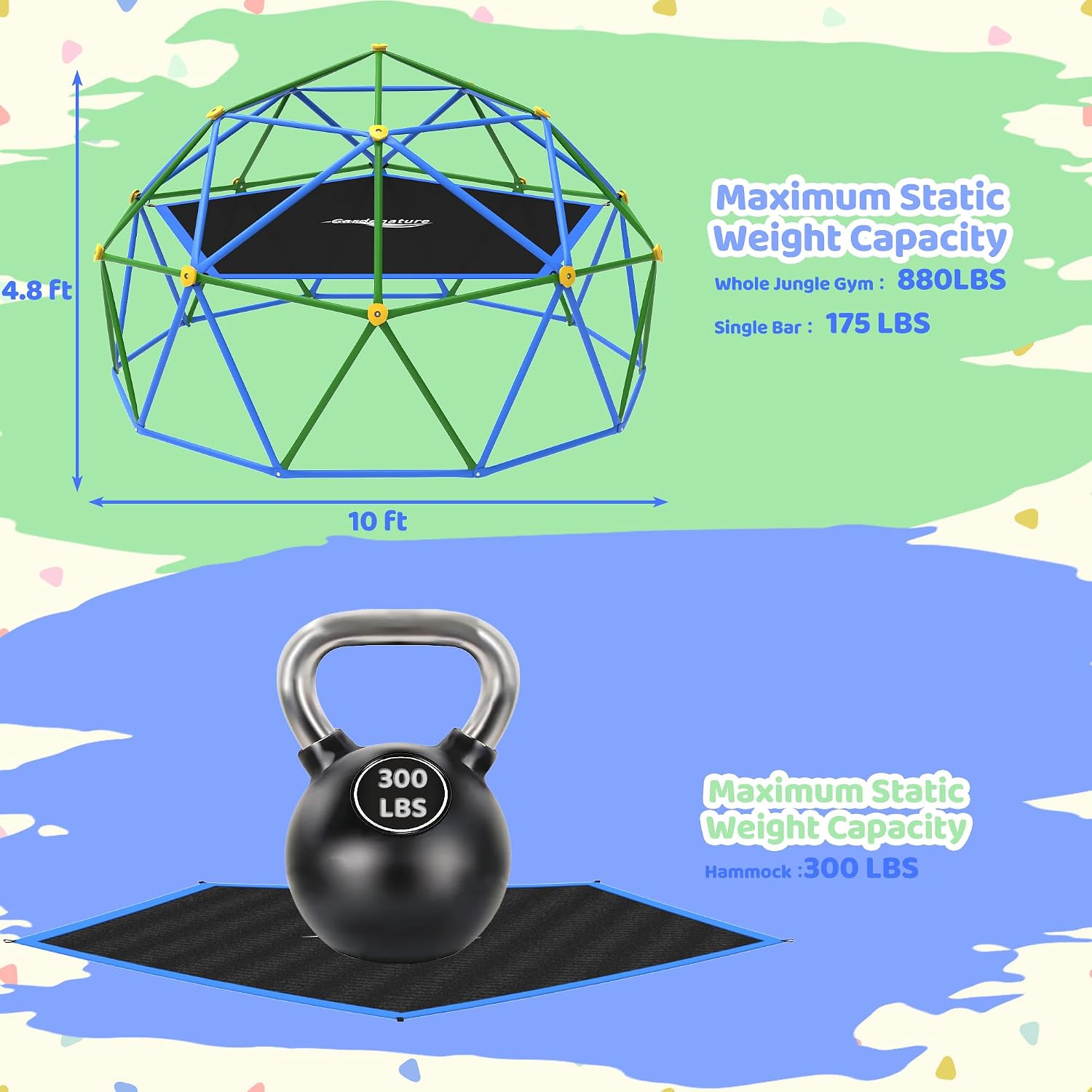 10FT Climbing Dome with Hammoc - Kids Outdoor Climbing Dome review and price