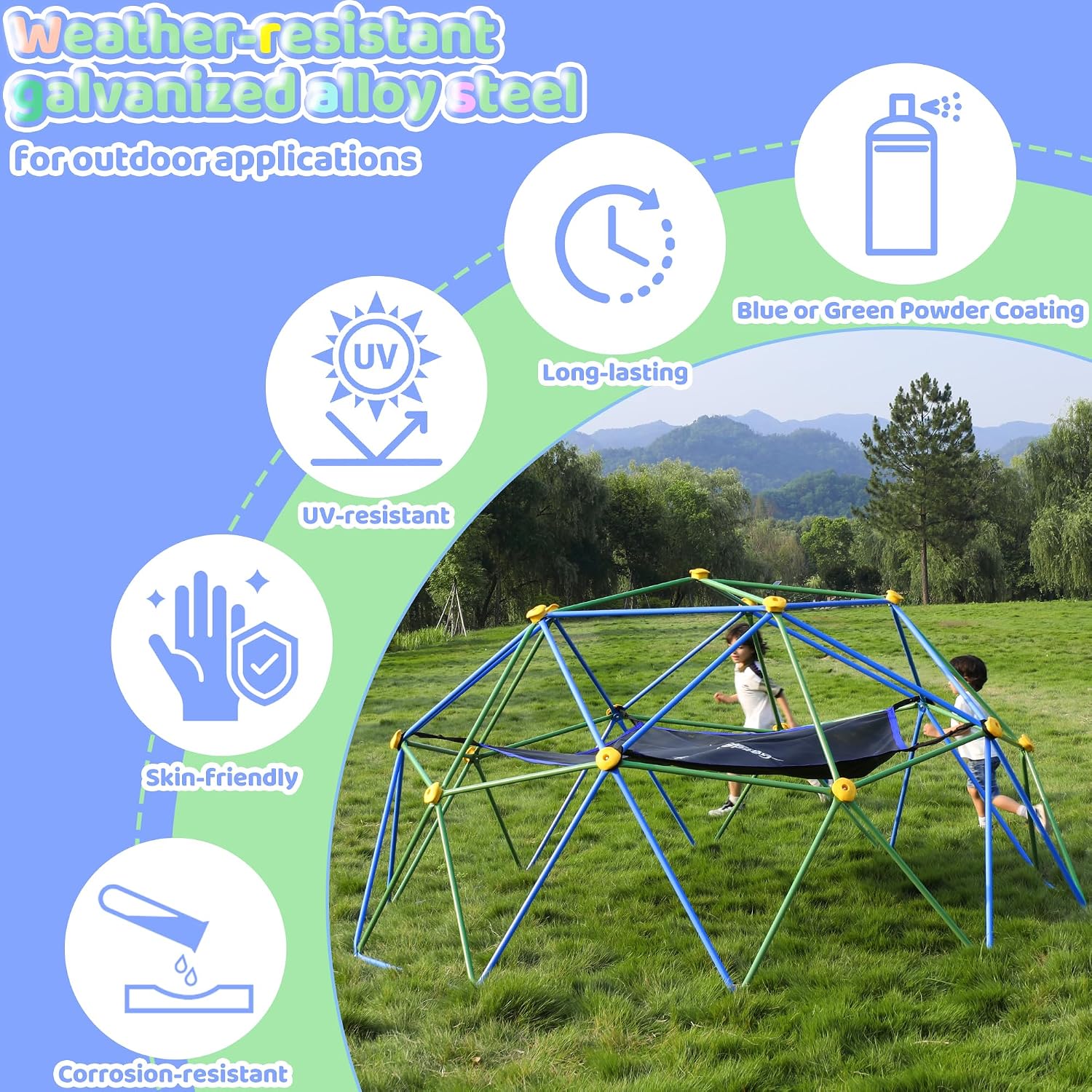 10FT Climbing Dome with Hammoc - Kids Outdoor Climbing Dome review and price