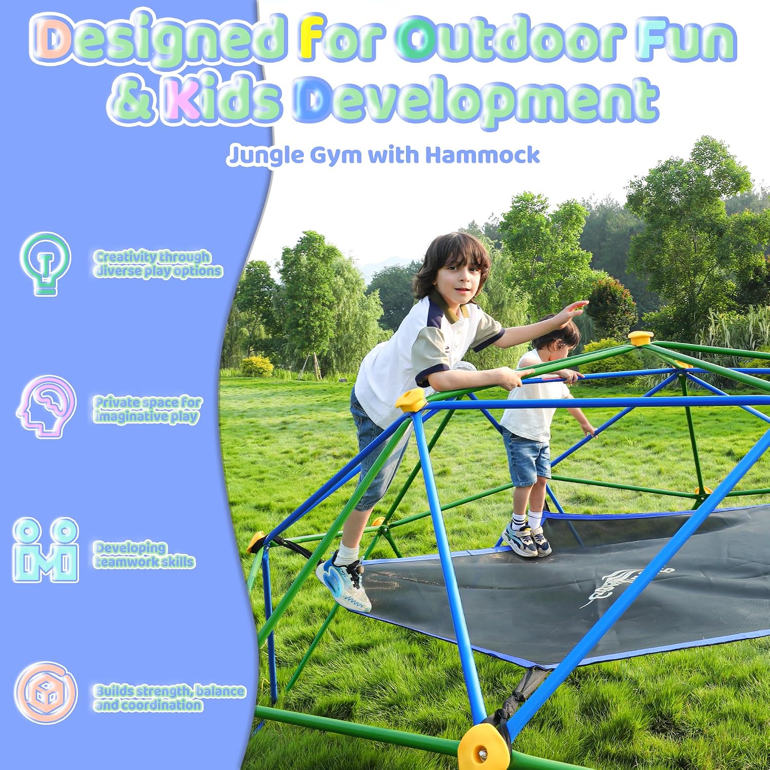 10FT Climbing Dome with Hammoc - Kids Outdoor Climbing Dome review and price