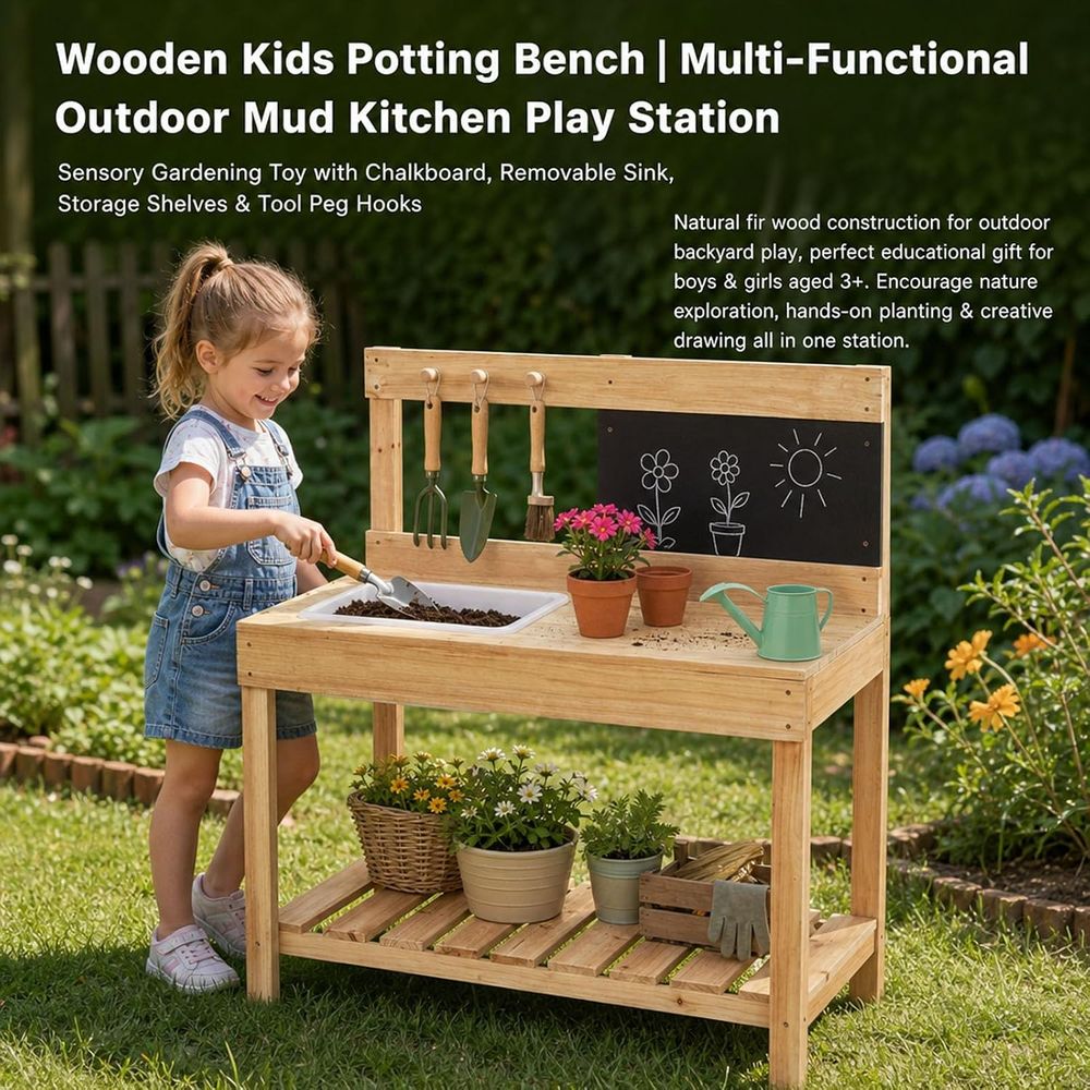 Kids Wooden Potting Bench Mud  - Kids Outdoor Sink review and price