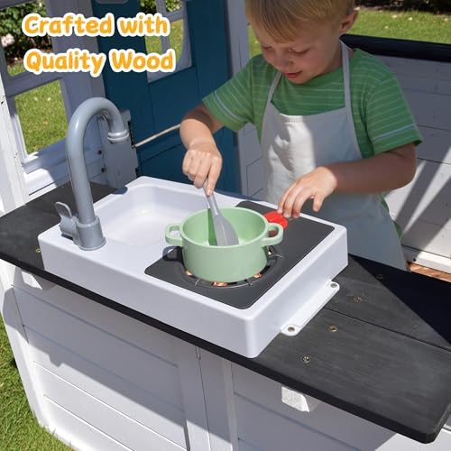 Wooden Kids Playhouse with Kit - Kids Outdoor Sink review and price